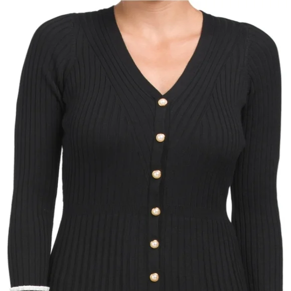 Taylor Fit And Flare Colorblock Mini Sweater Dress - Picture 3 of 17